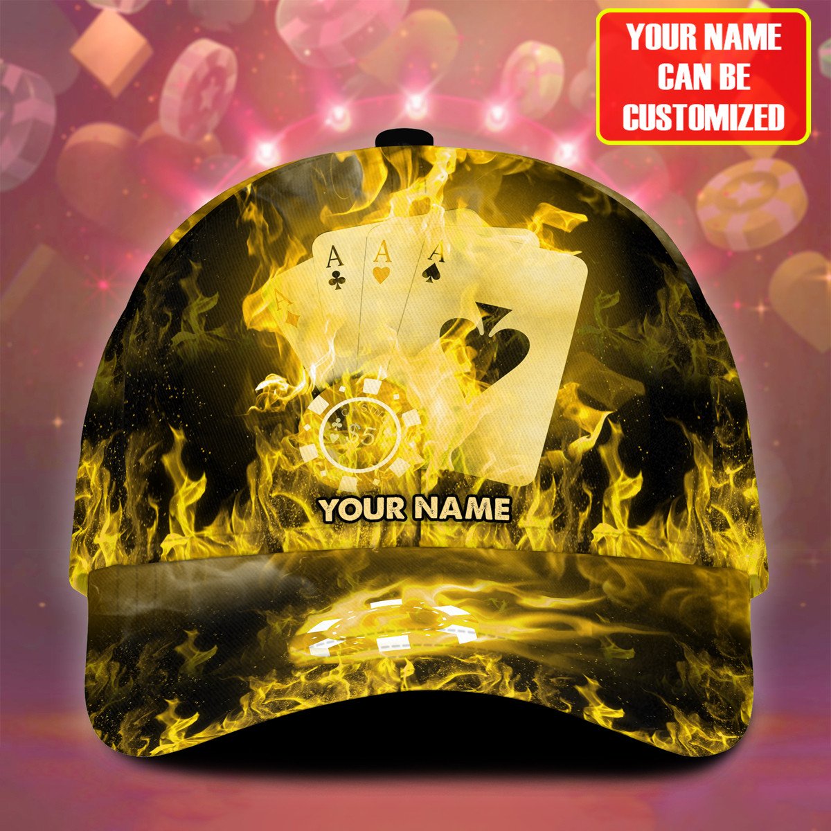 Frenzidea Personalized Name Fire Poker Classic Cap - Gold