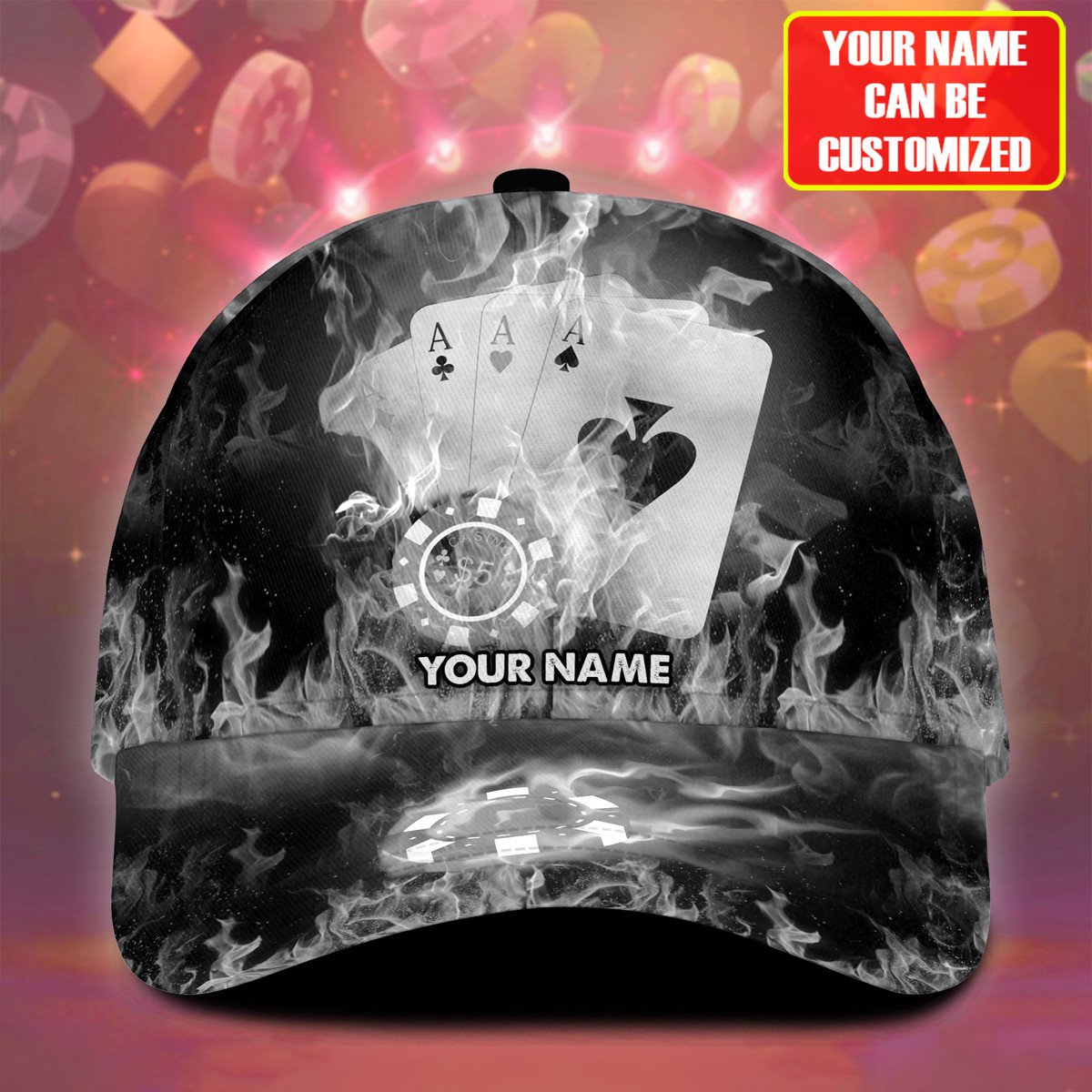 Frenzidea Personalized Name Fire Poker Classic Cap - Gray