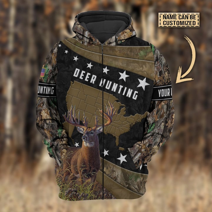 Frenzidea Personalized Name Premium Deer Hunting Hoodie & Zip Hoodie Multicolor
