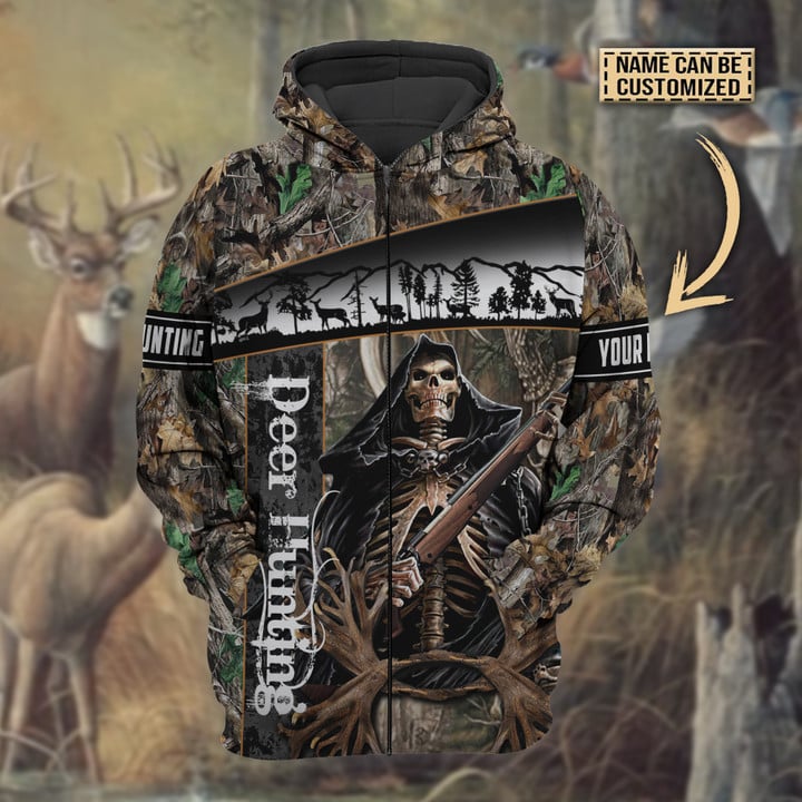 Frenzidea Personalized Name The Death Deer Hunting Hoodie & Zip Hoodie Multicolor