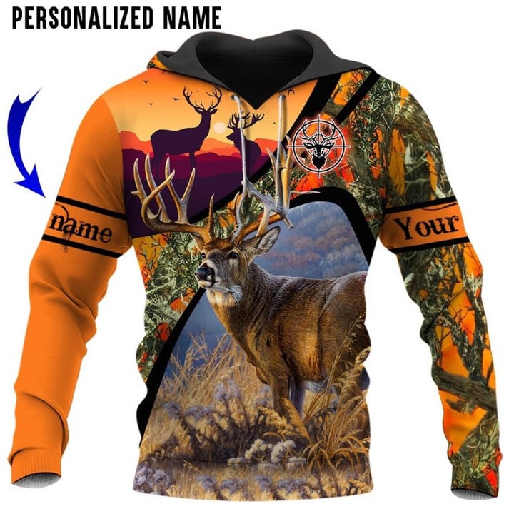 frenzidea Deer Hunting Orange Pattern Customized Name 3D Shirts