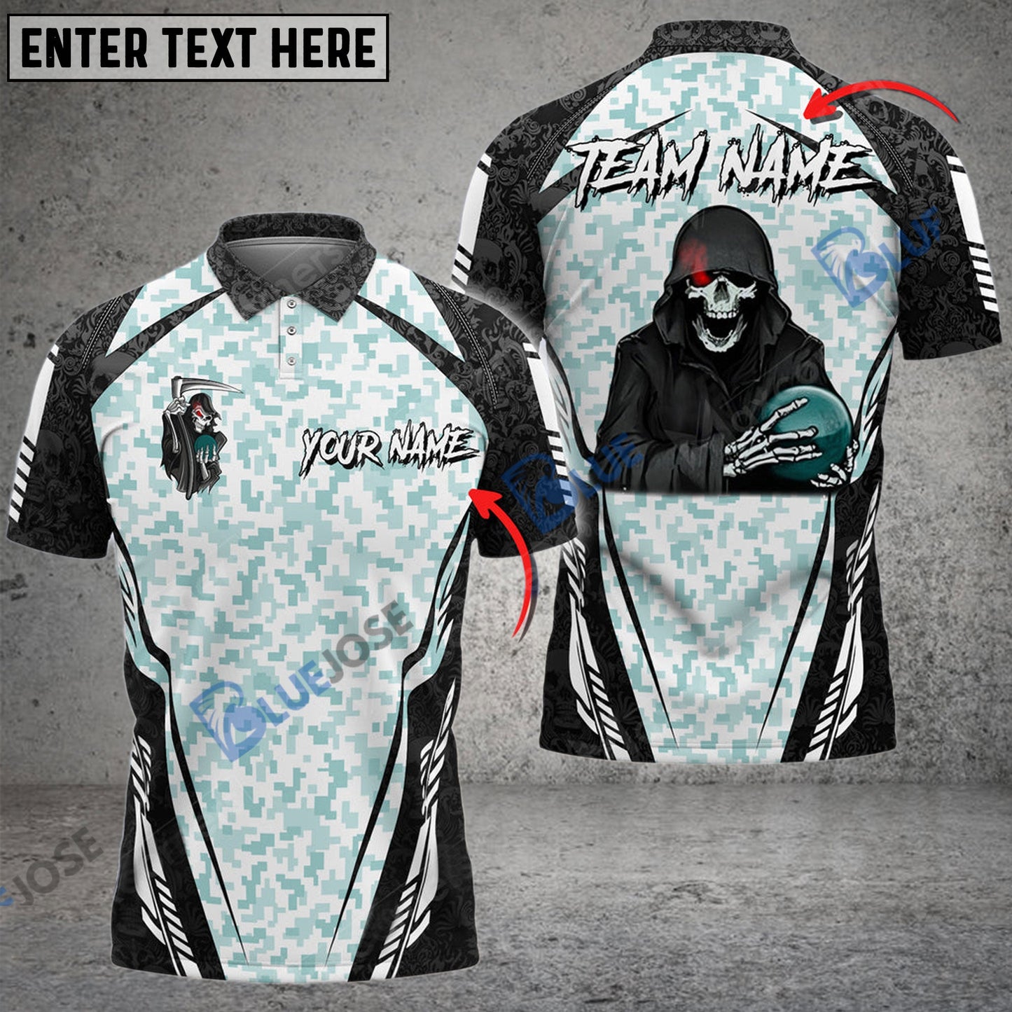 frenzideas Bowling And Pins Reaper Camo Squad Customized Name 3D Shirt (6 Colors)
