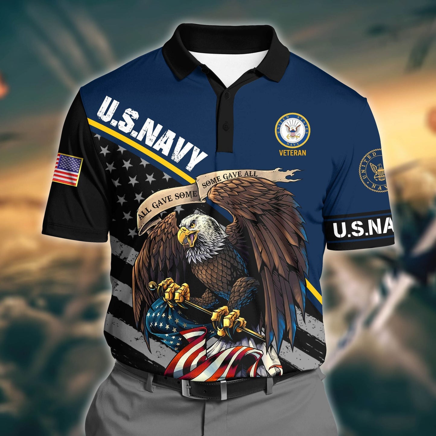Frenzidea Premium U.S Navy 3D Polo All Over Printed