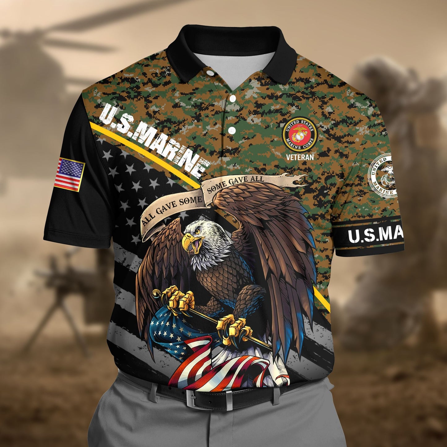 Frenzidea Premium U.S Marine Camo 3D Polo All Over Printed