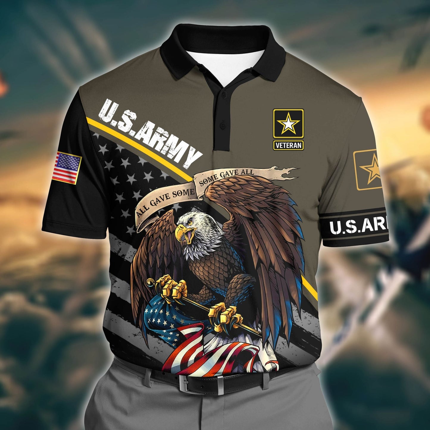Frenzidea Premium U.S Army 1 3D Polo All Over Printed