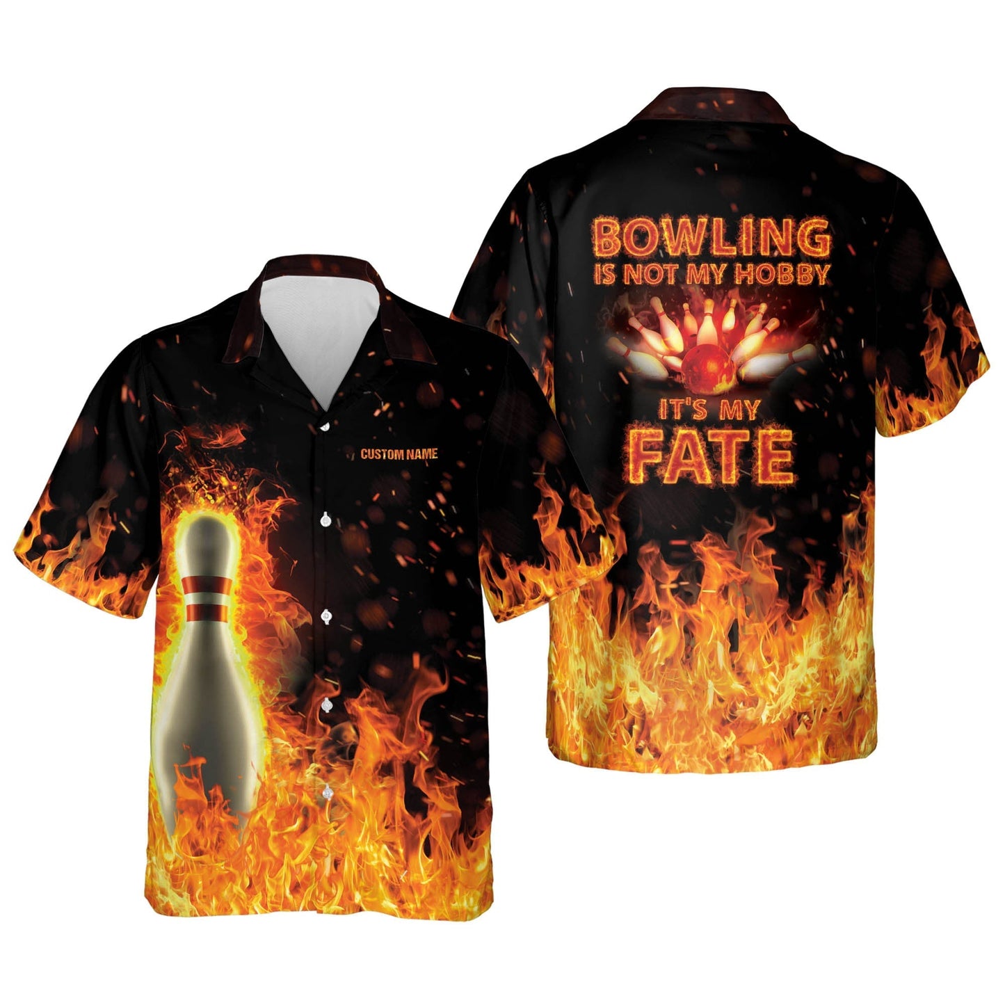 Frenzideas Flame Bowlimg Personalized Name Hawaiian Shirt