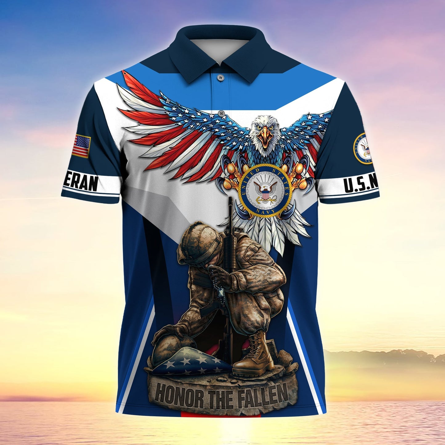 Frenzidea Premium U.S Multiple Service Veteran Polo Shirt