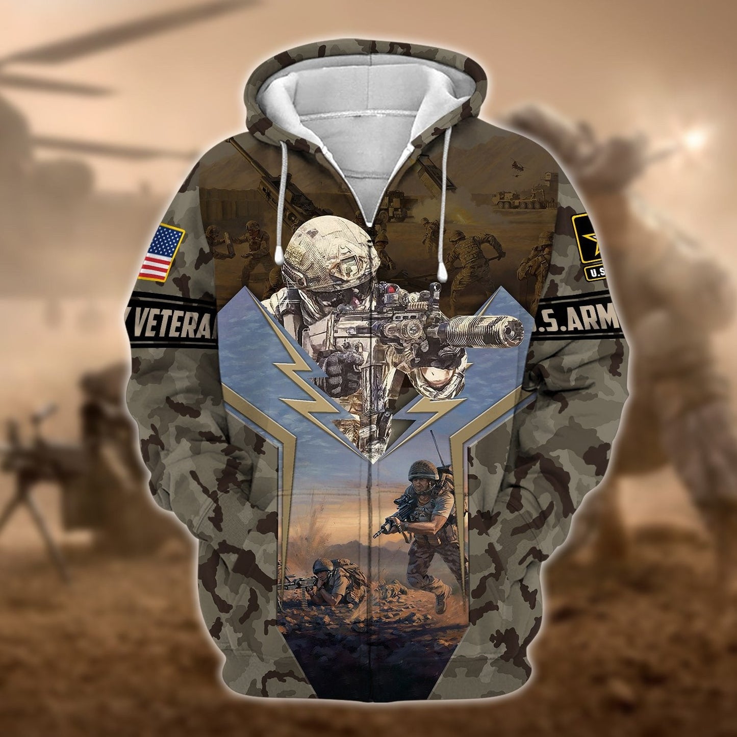 Frenzidea Unique U.S. Army Veteran Zip Hoodie