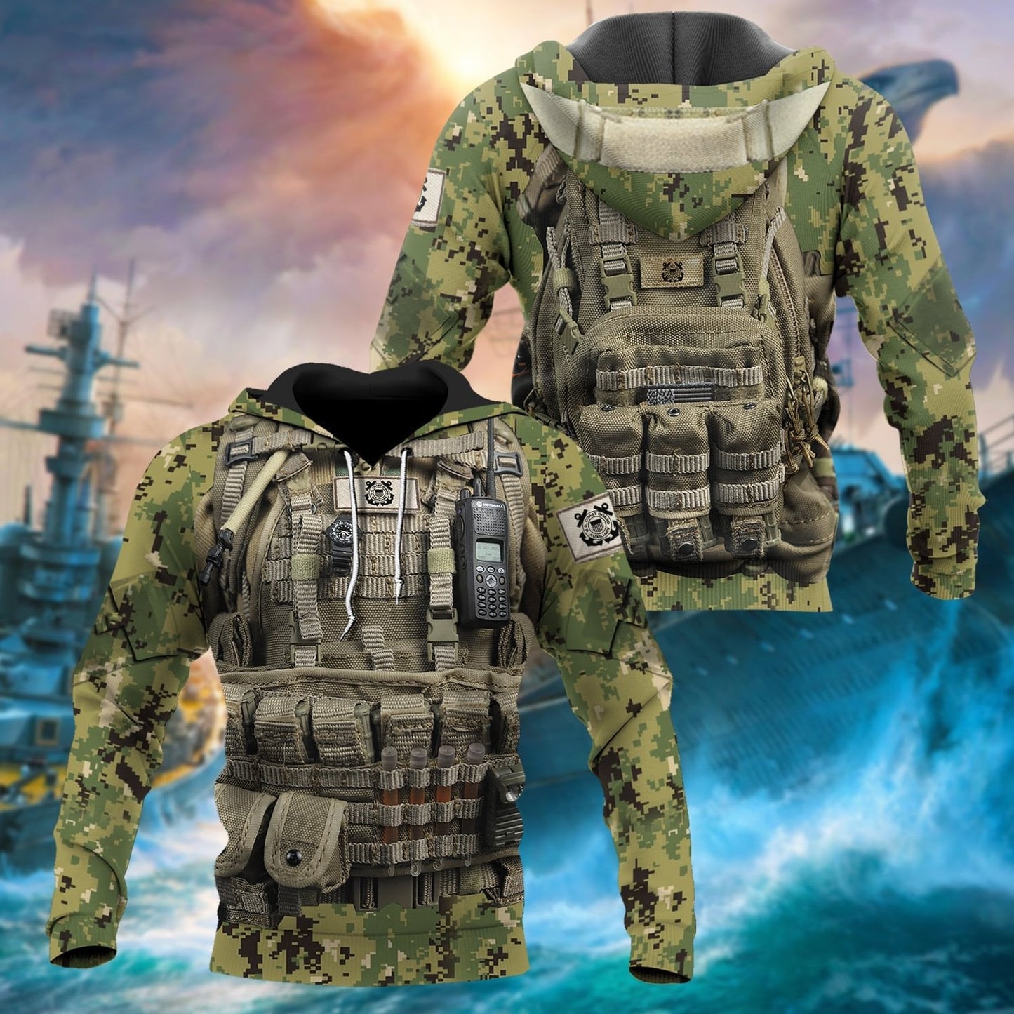 Frenzidea Unique Multiple Service Veteran Hoodie