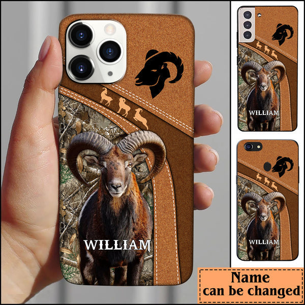 Frenzidea Leather Pattern Personalized Phone Bighorn Sheep Phone Case