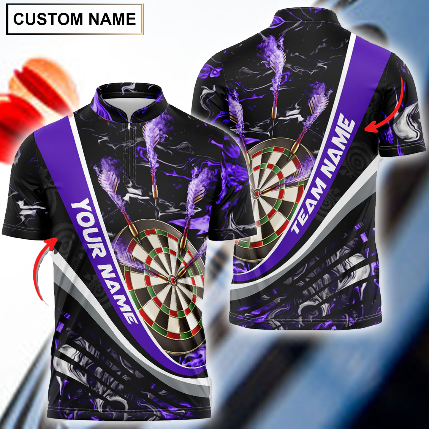 Frenzidea Flaming Magma Darts Personalized Name, Team Name 3D Shirt (4 Colors)
