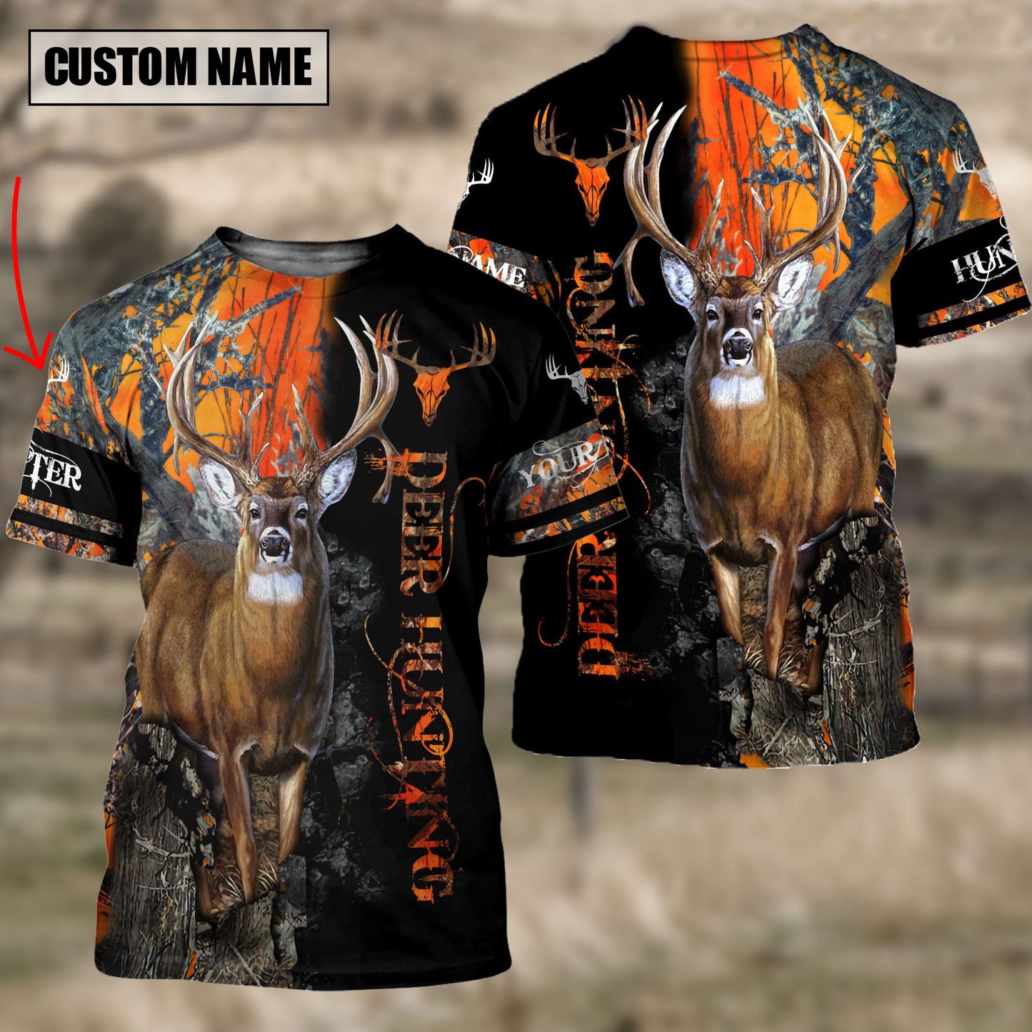 Frenzidea Customized name Deer Hunting 3 3D Design All Over Printed