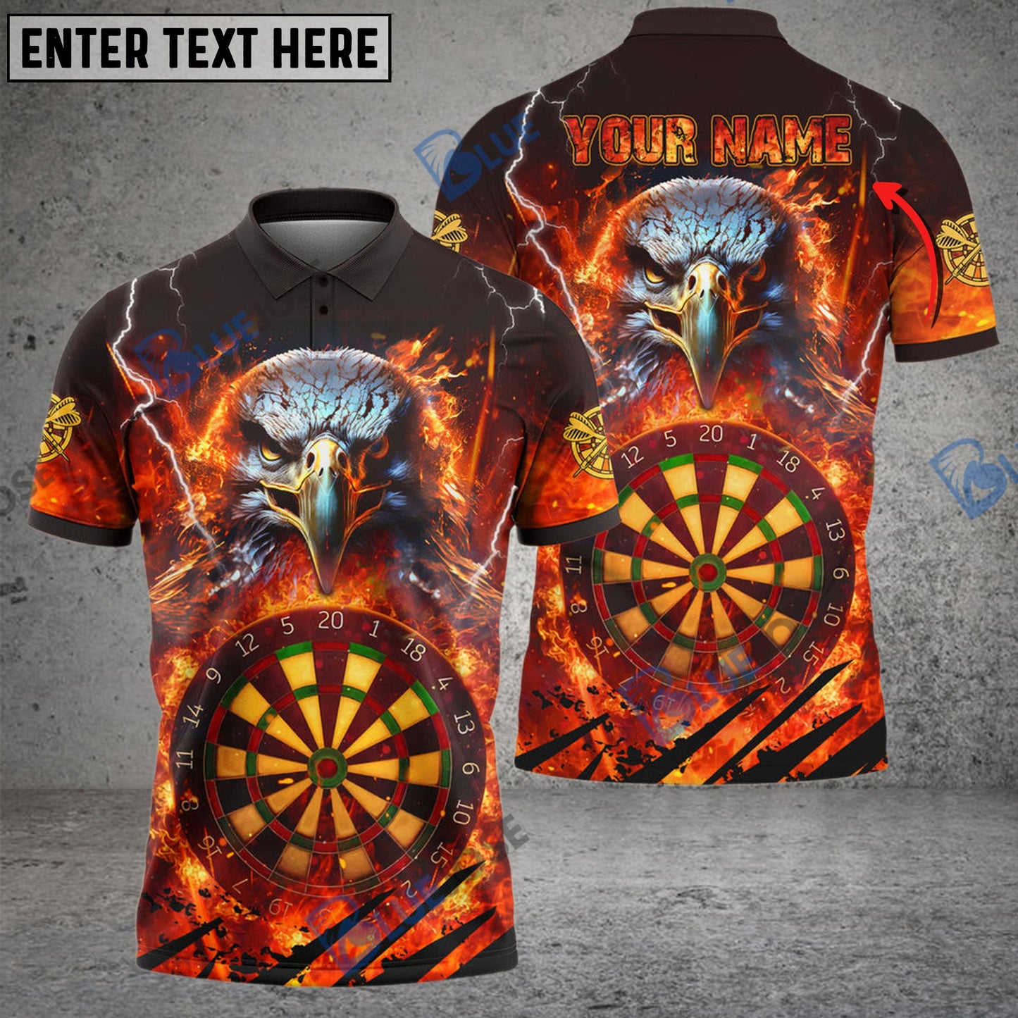 Frenzidea Dart Flame Eagle 2 Personalized Name 3D Shirt