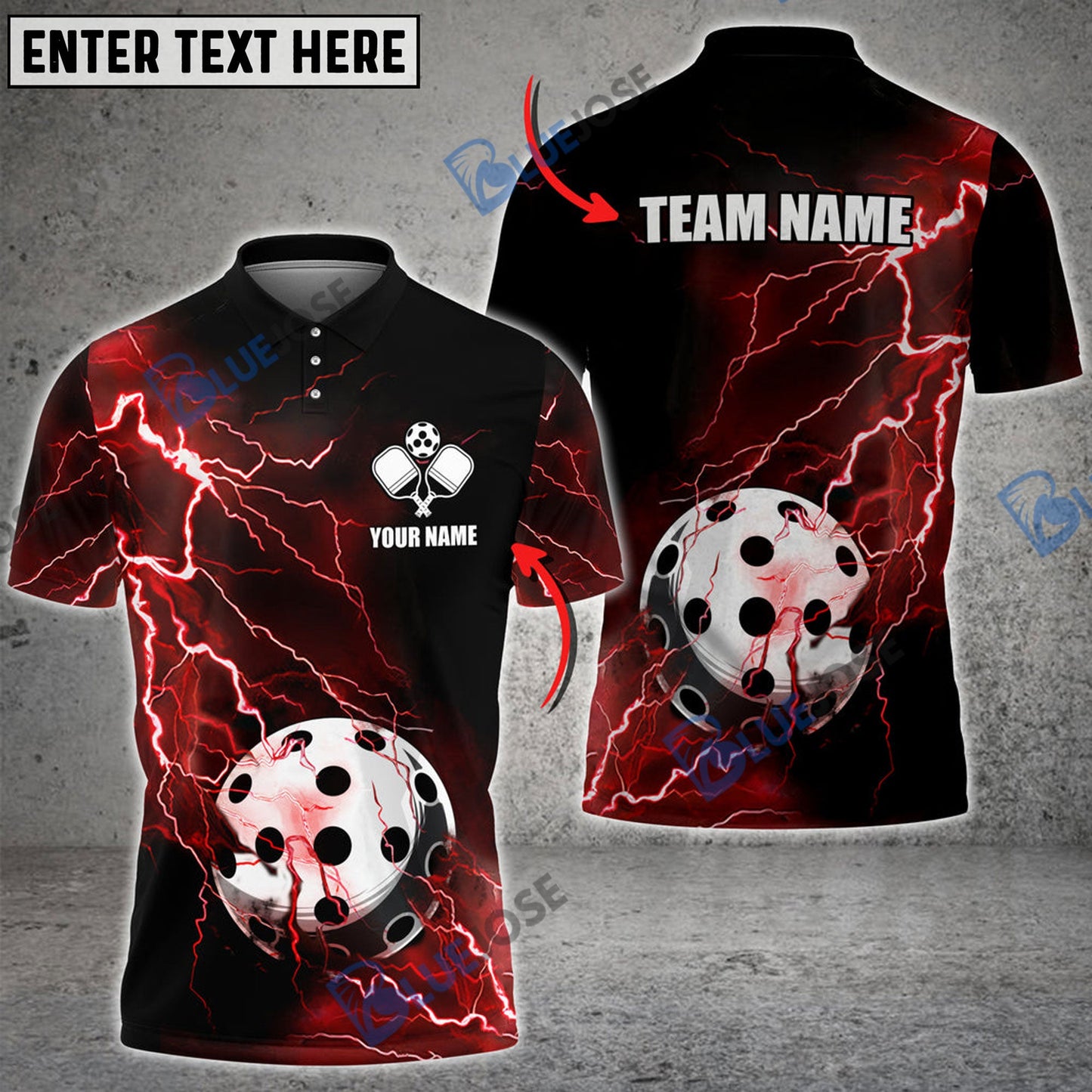 Frenzidea Pickleball Red Thunder Personalized Name, Team Name Unisex Shirt