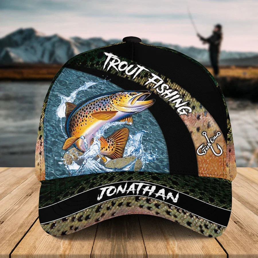 Frenzidea Personalized Fishing Black Grass Cap