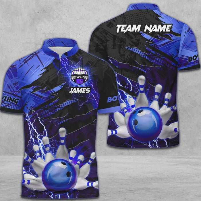 Frenzideas Bowling And Pins Thunder Break Multicolor Personalized Name, Team Name 3D Shirt