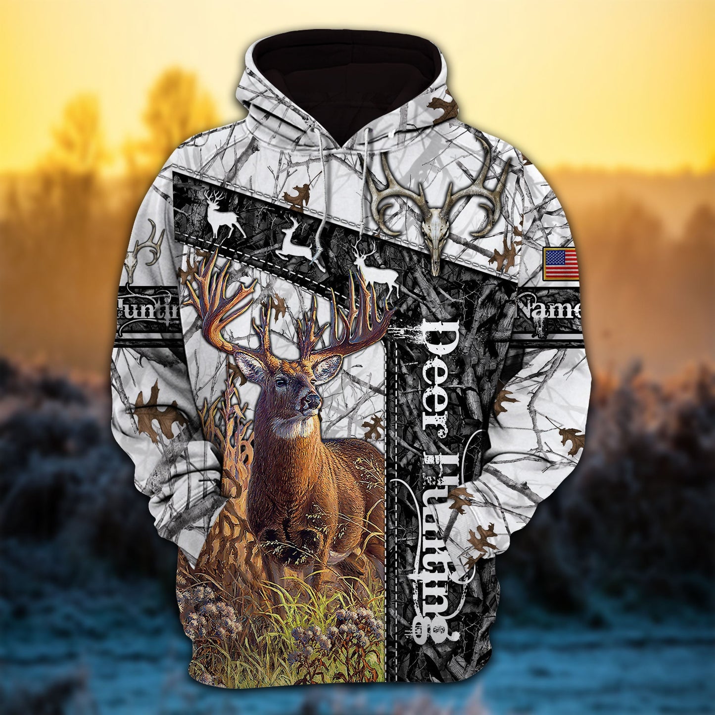 frenzidea Customized Name Deer Hunting Camo 3D Hoodie (3 Colors)