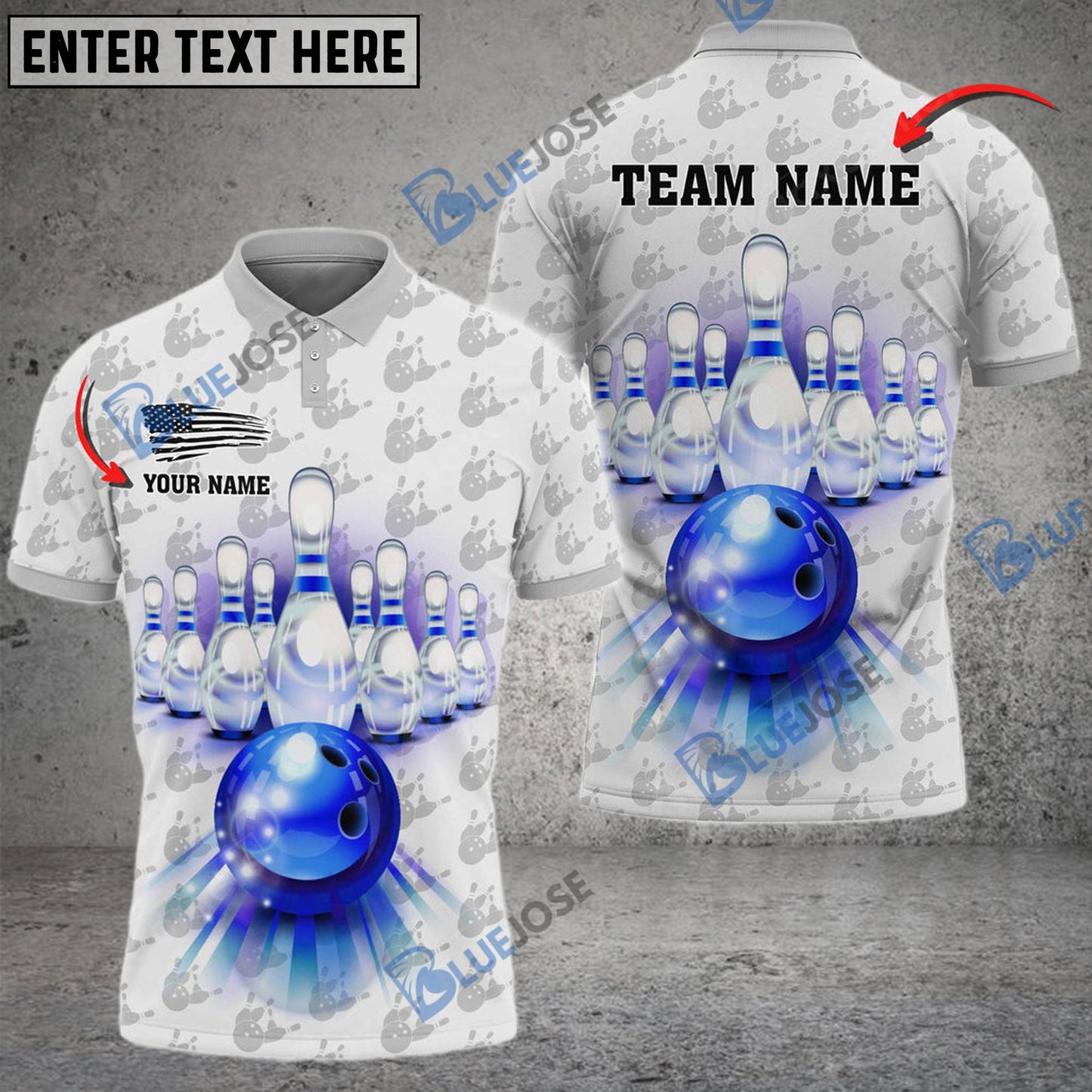frenzideas Bowling And Pins American Pattern Multicolor Customized Name 3D Shirt ( 4 Colors )