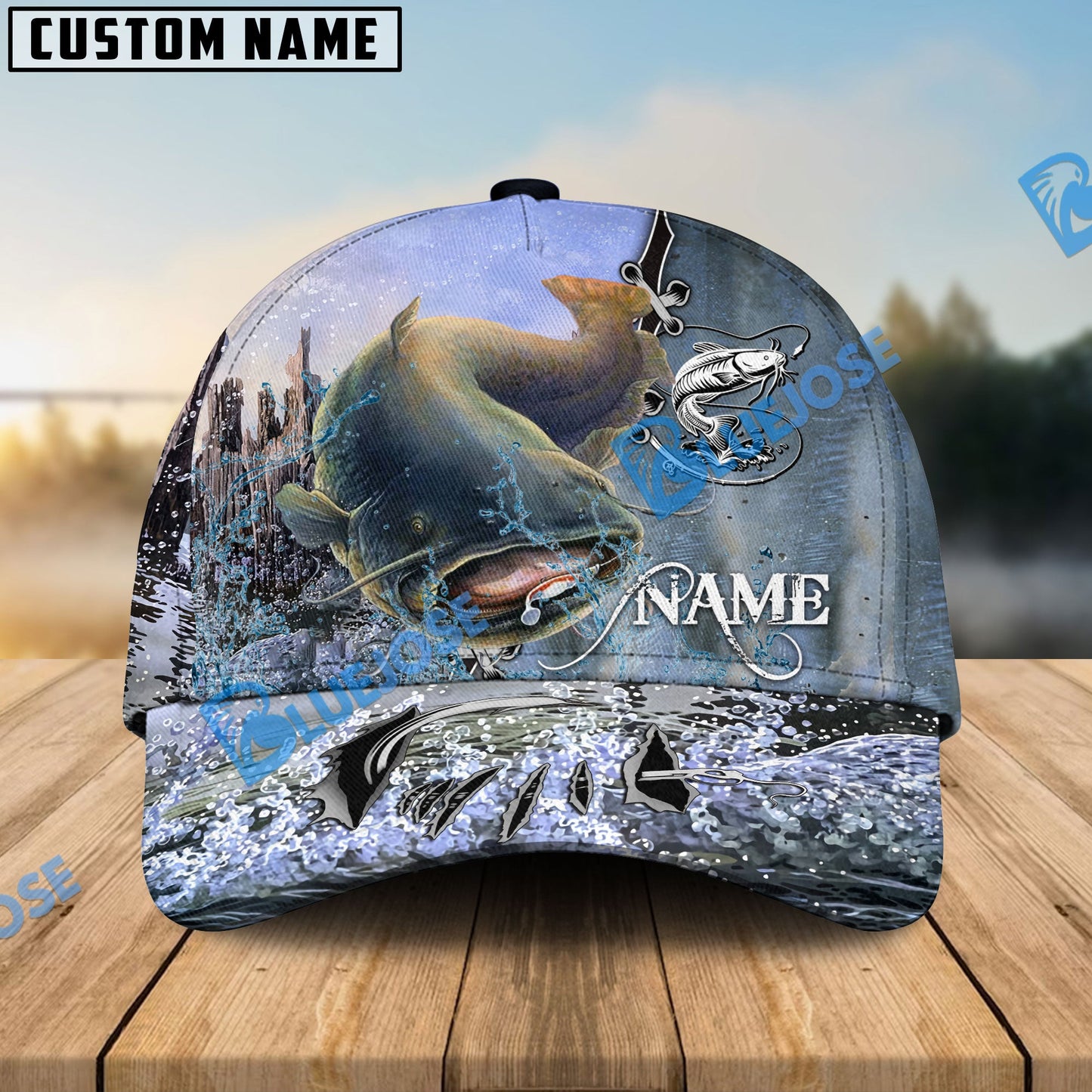 Frenzidea Personalized Clear Water Skin Catfish Fishing Classic Cap