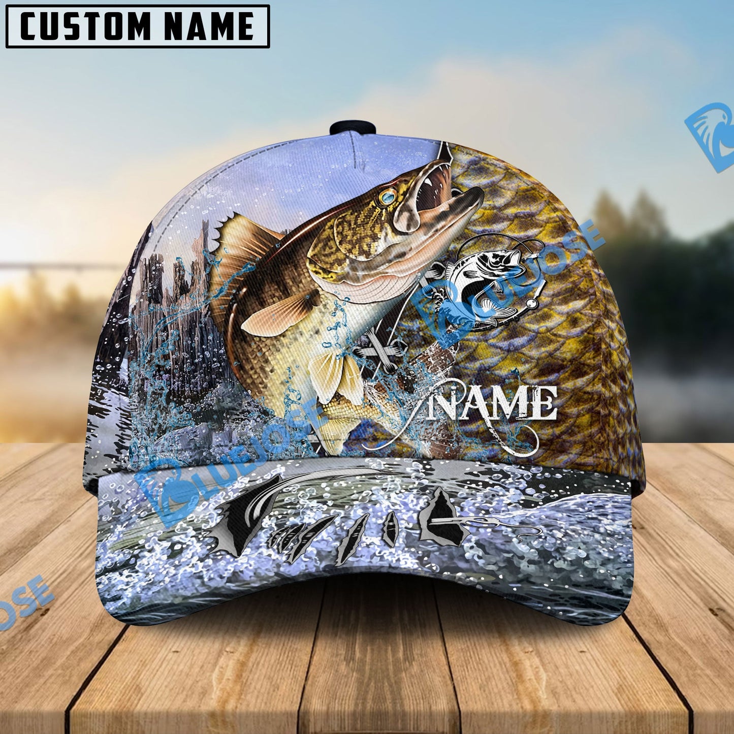 Frenzidea Personalized Clear Water Skin Walleye Fishing Classic Cap