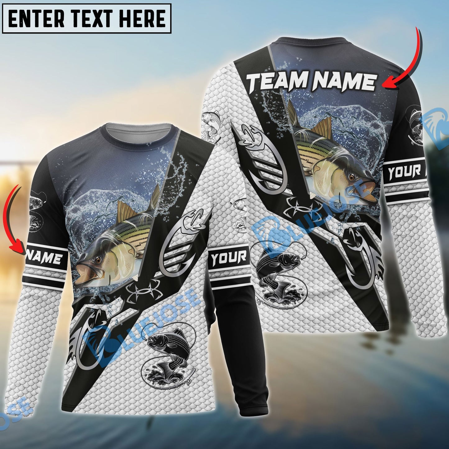 Frenzidea Striped Bass Fishing Target Locked Custom Name & Team Name 3D Shirts