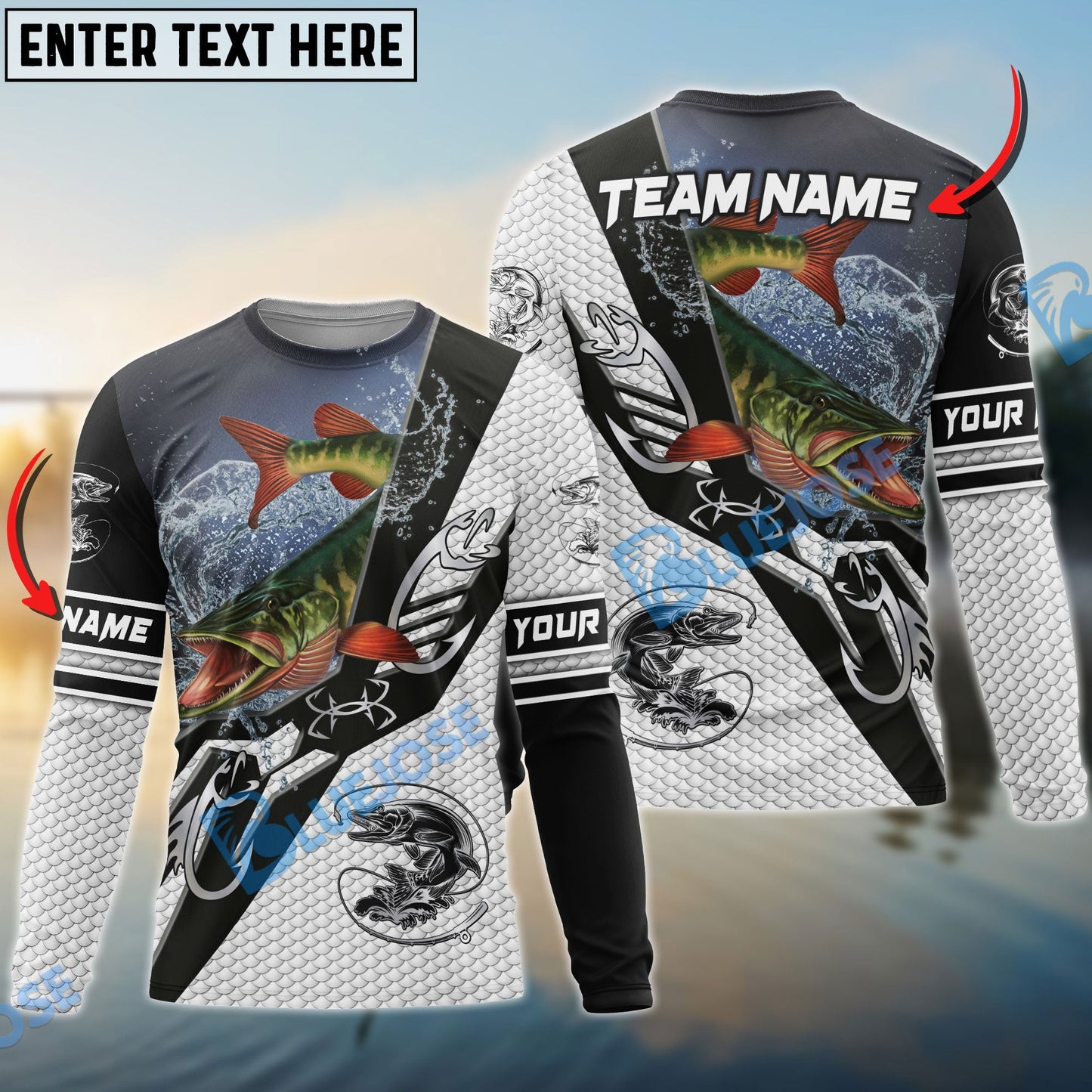 Frenzidea Pike Fishing Target Locked Custom Name & Team Name 3D Shirts