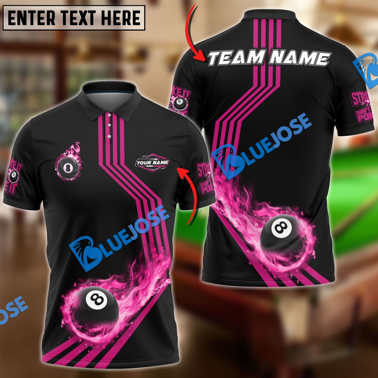 Frenzidea Billiards Ball 8 Fire Racing Road Personalized Name, Team Name Unisex Shirt ( 6 Colors )