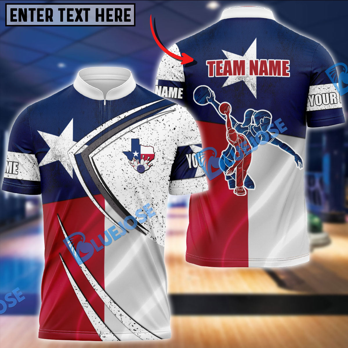 frenzideas Bowling Texas Style Customized Name, Team Name 3D Shirt