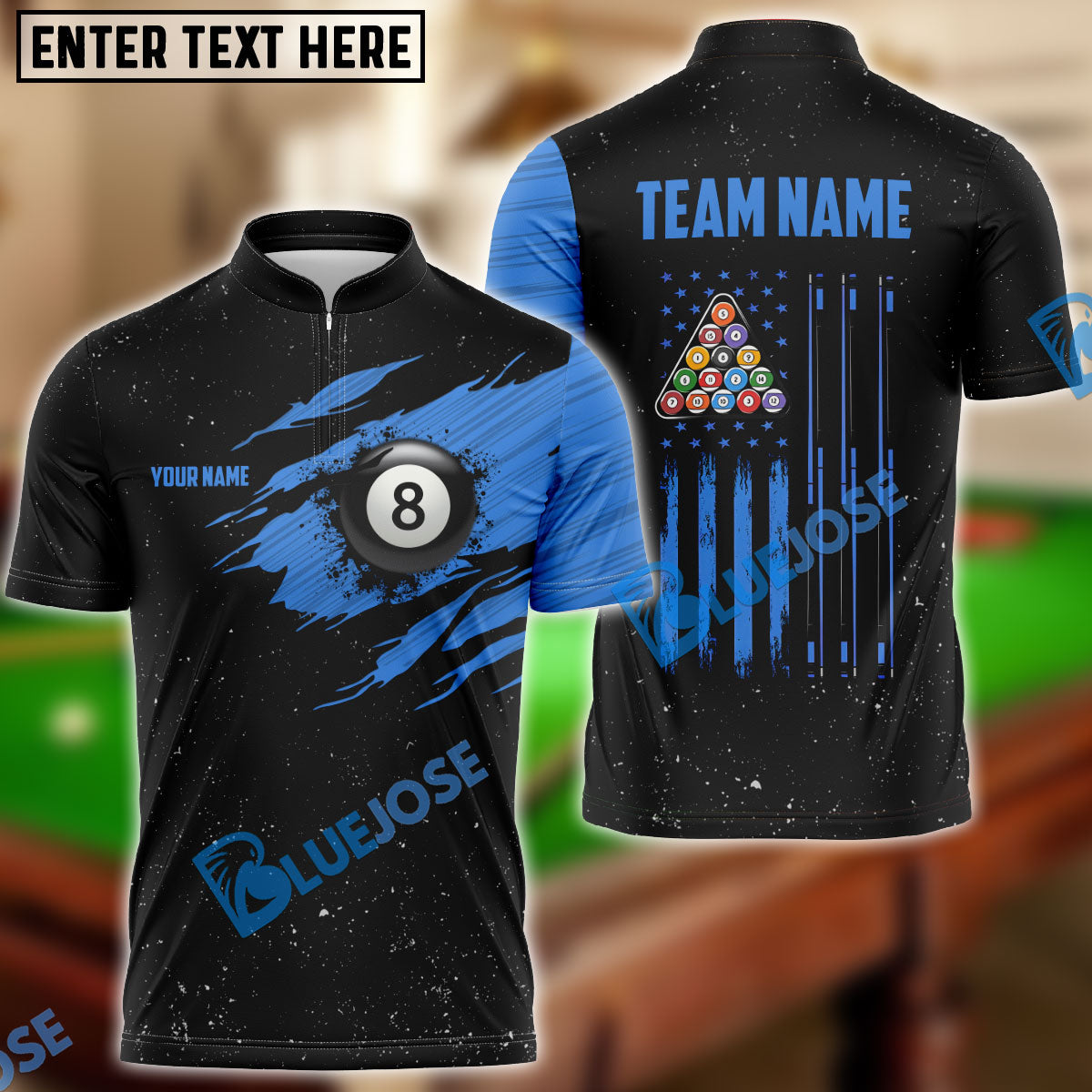 frenzidea Billiards USA Flag Blue Personalized Shirt