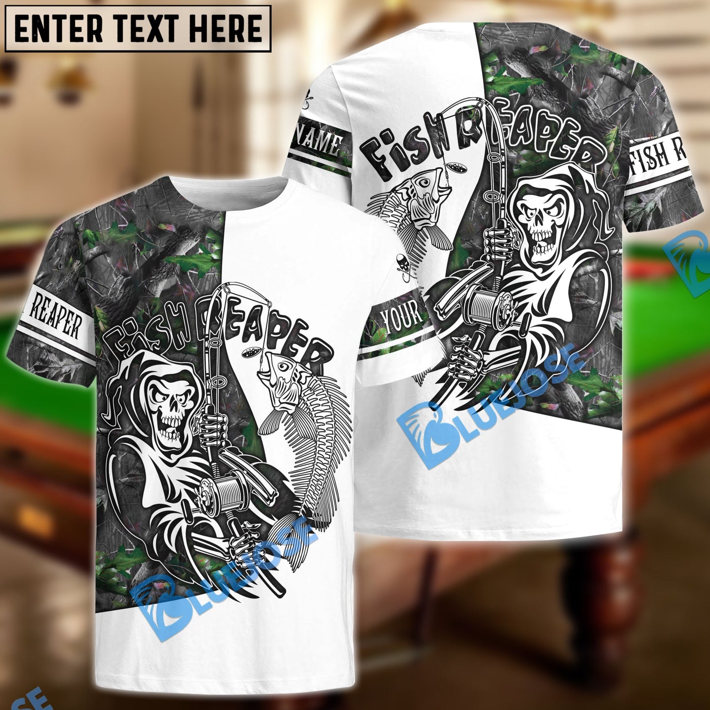 Frenzidea Halloween Fish Reaper Fishing Camouflage Custom Name 3D Shirts