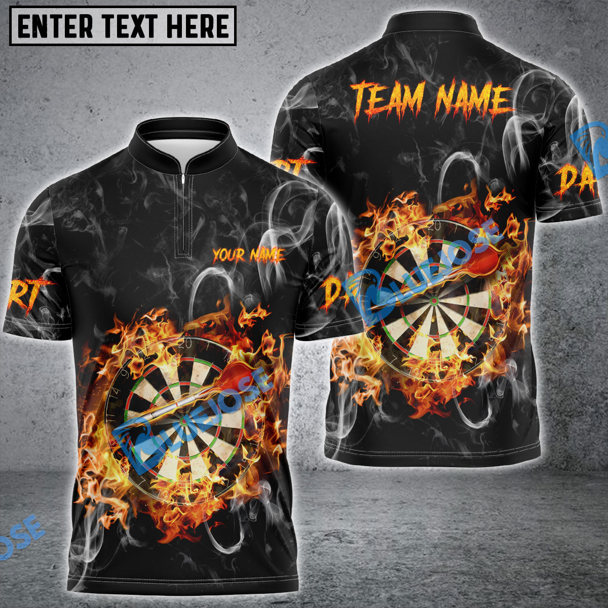 Frenzidea Darts Burning Dartboard Personalized Name, Team Name 3D Shirt (4 Colors)