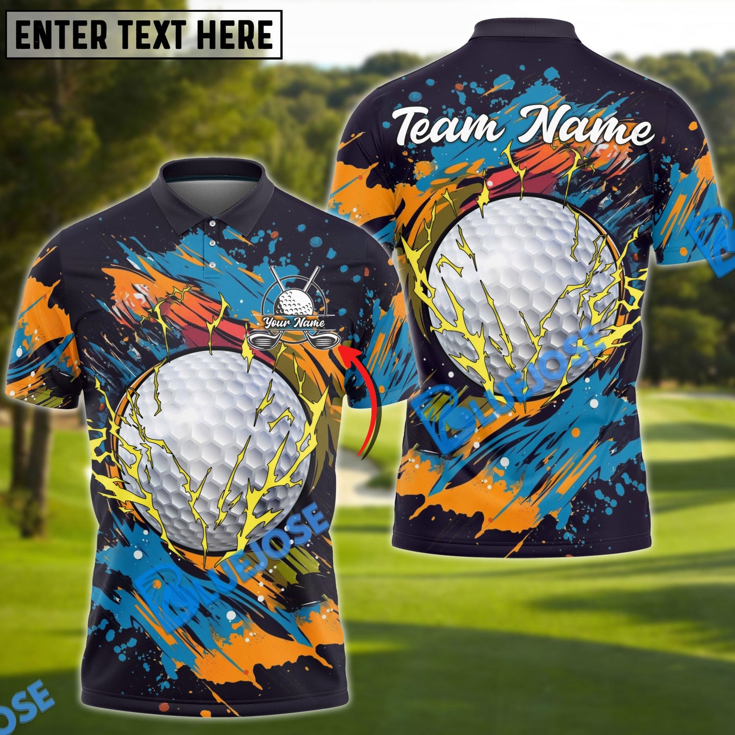 frenzidea Golf Thunder Graffiti Personalized Name, Team Name 3D Shirt