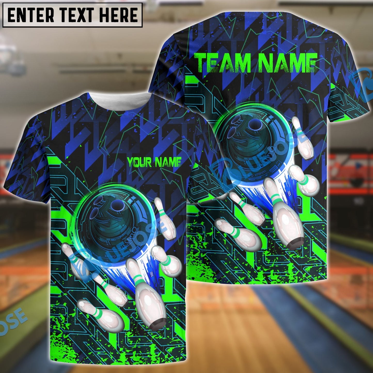frenzidea Bowling And Pins Supersonic Speed Customized Name 3D Shirt (4 Colors)