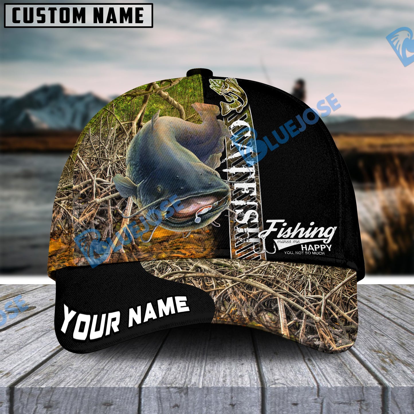 Frenzidea Personalized Catfish Fishing Jungle Camo Classic Cap