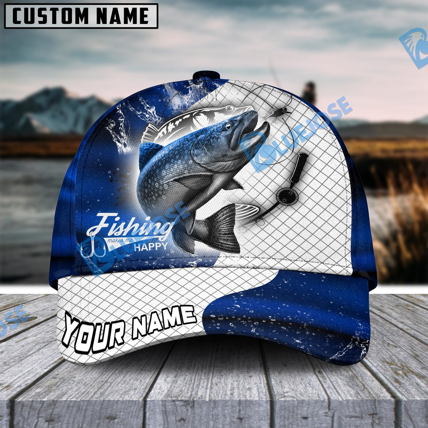 Frenzidea Personalized Trout Fishing Dark Blue Skin Sport Classic Cap