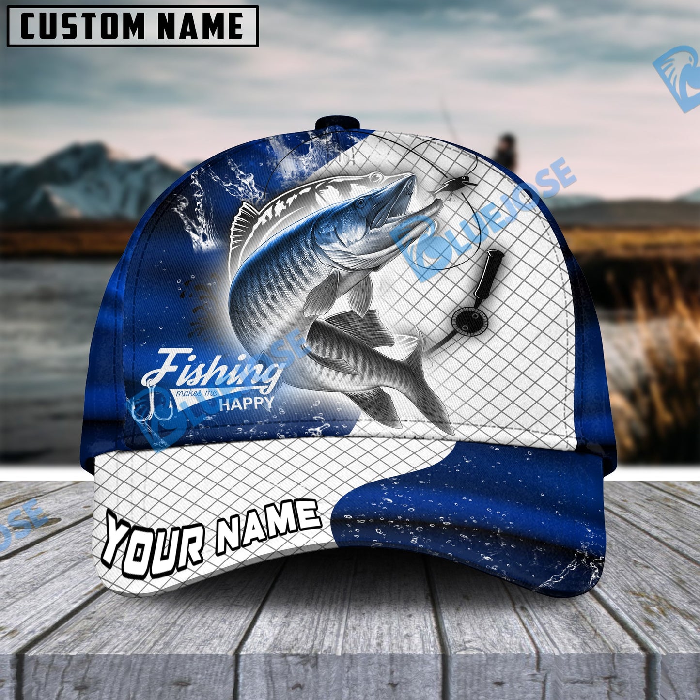 Frenzidea Personalized Musky Fishing Dark Blue Skin Sport Classic Cap