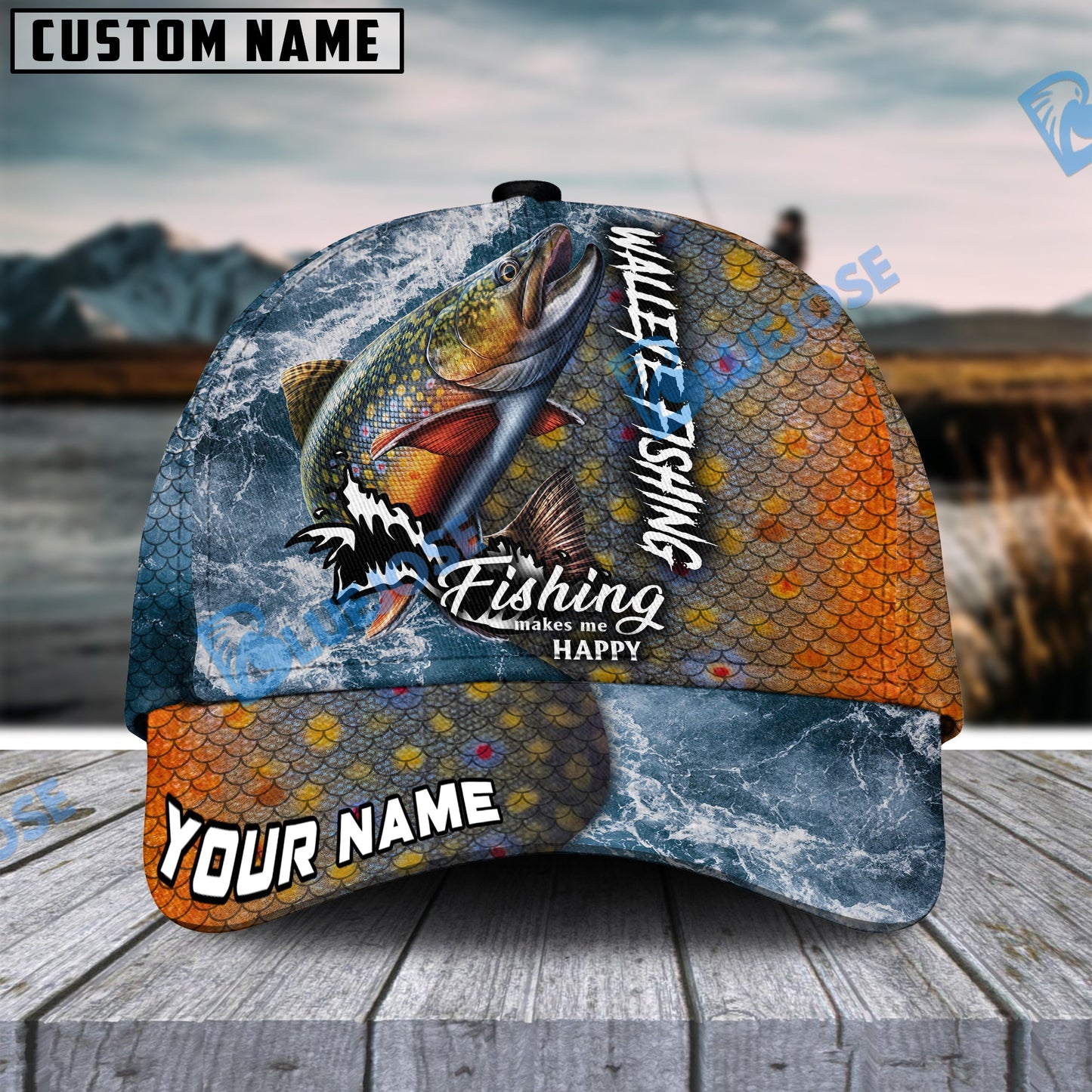 Frenzidea Personalized Trout Fishing Skin Seawave Classic Cap
