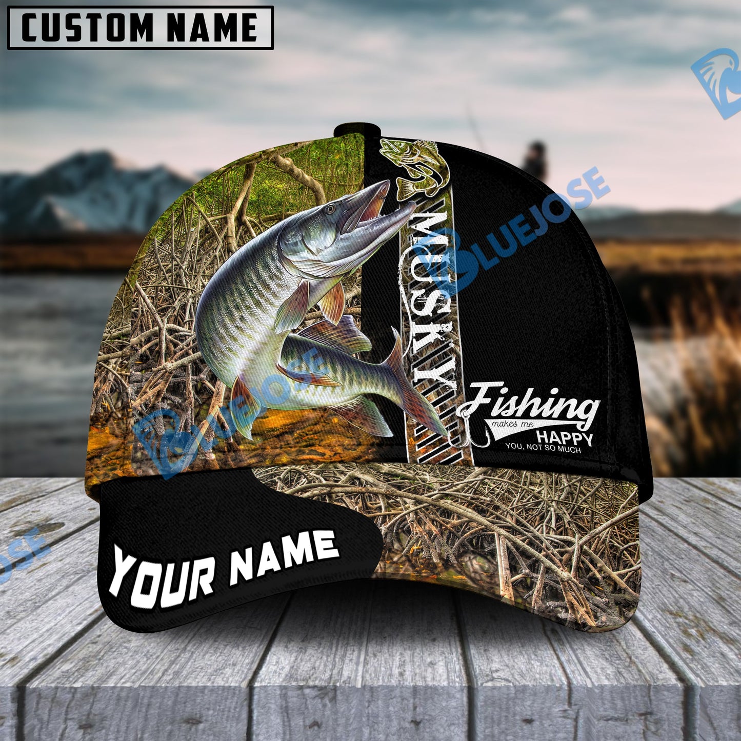 Frenzidea Personalized Musky Fishing Jungle Camo Classic Cap