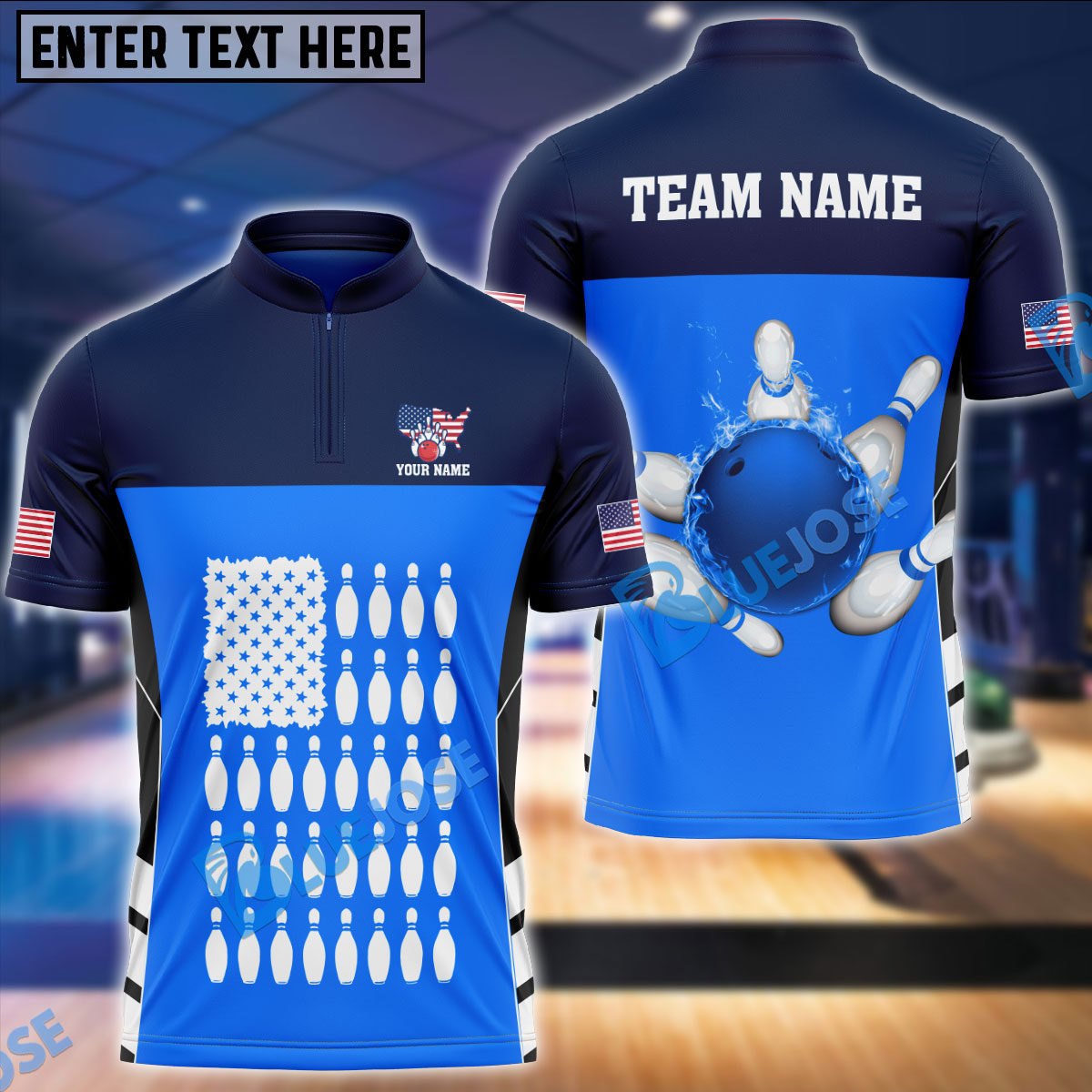 frenzidea Bowling And Pins Flag Pins Pattern Customized Name 3D Shirt (5 Colors)