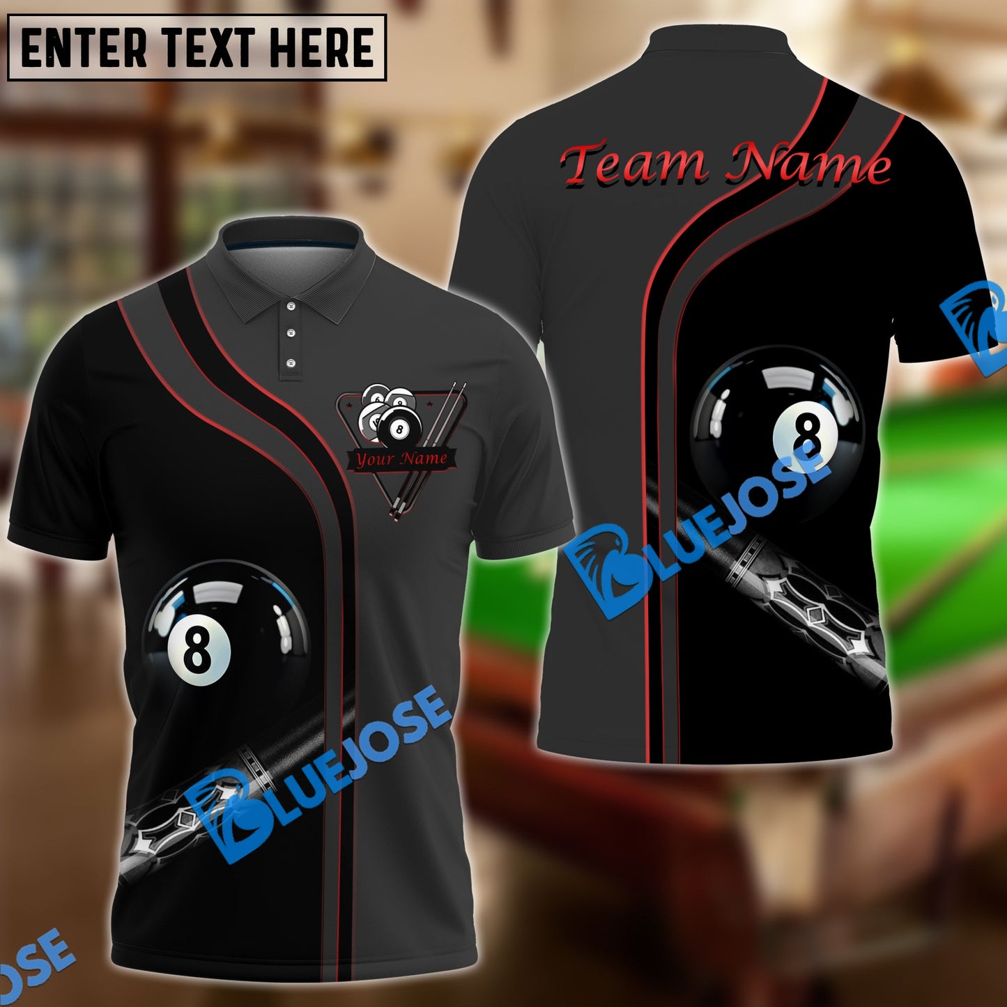Frenzidea Billiards Ball 8 Deep Fantasy Personalized Name, Team Name Unisex Shirt ( 4 Colors )