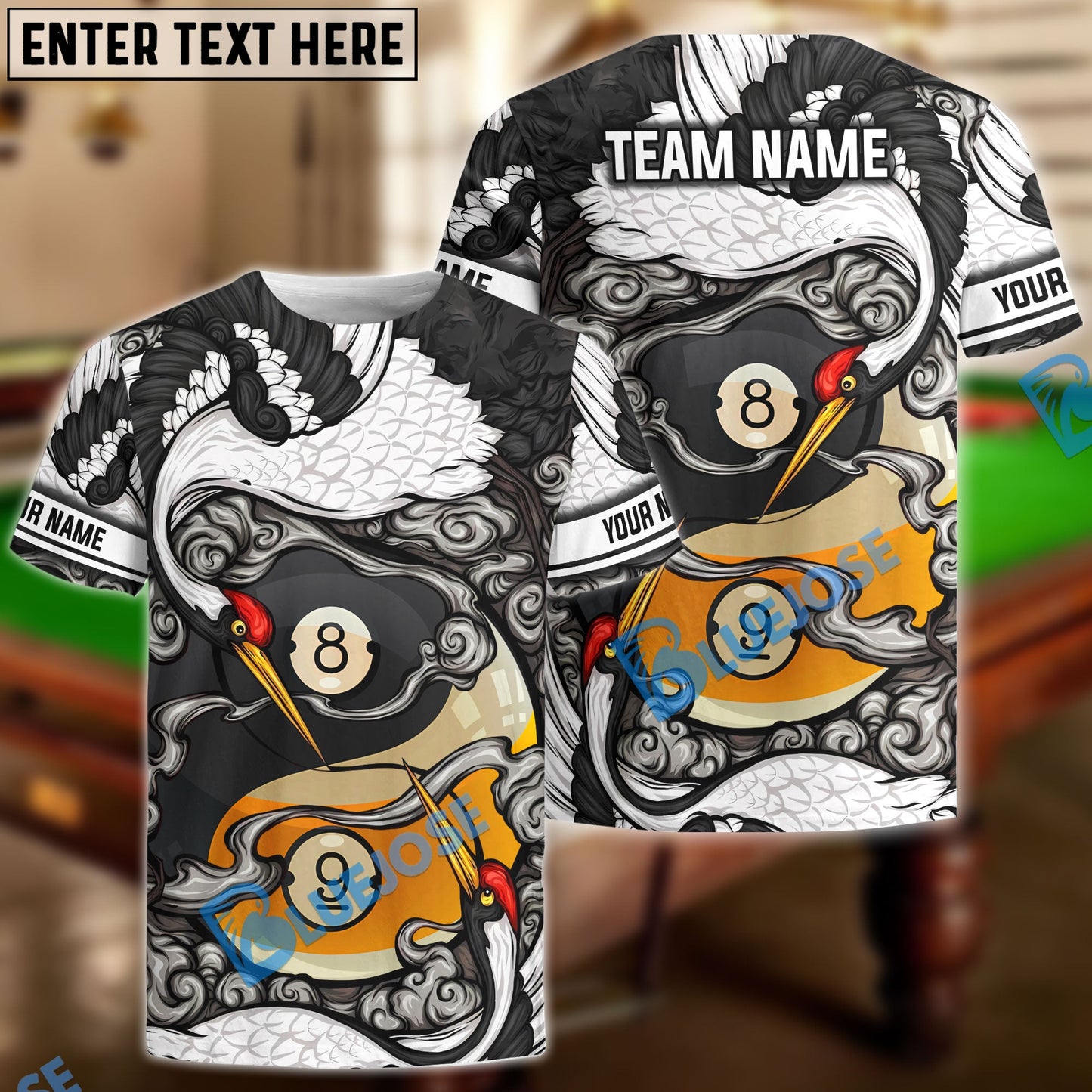 Frenzidea Billiards Ball 8 And 9 Yinyang Style Personalized Name, Team Name Shirt
