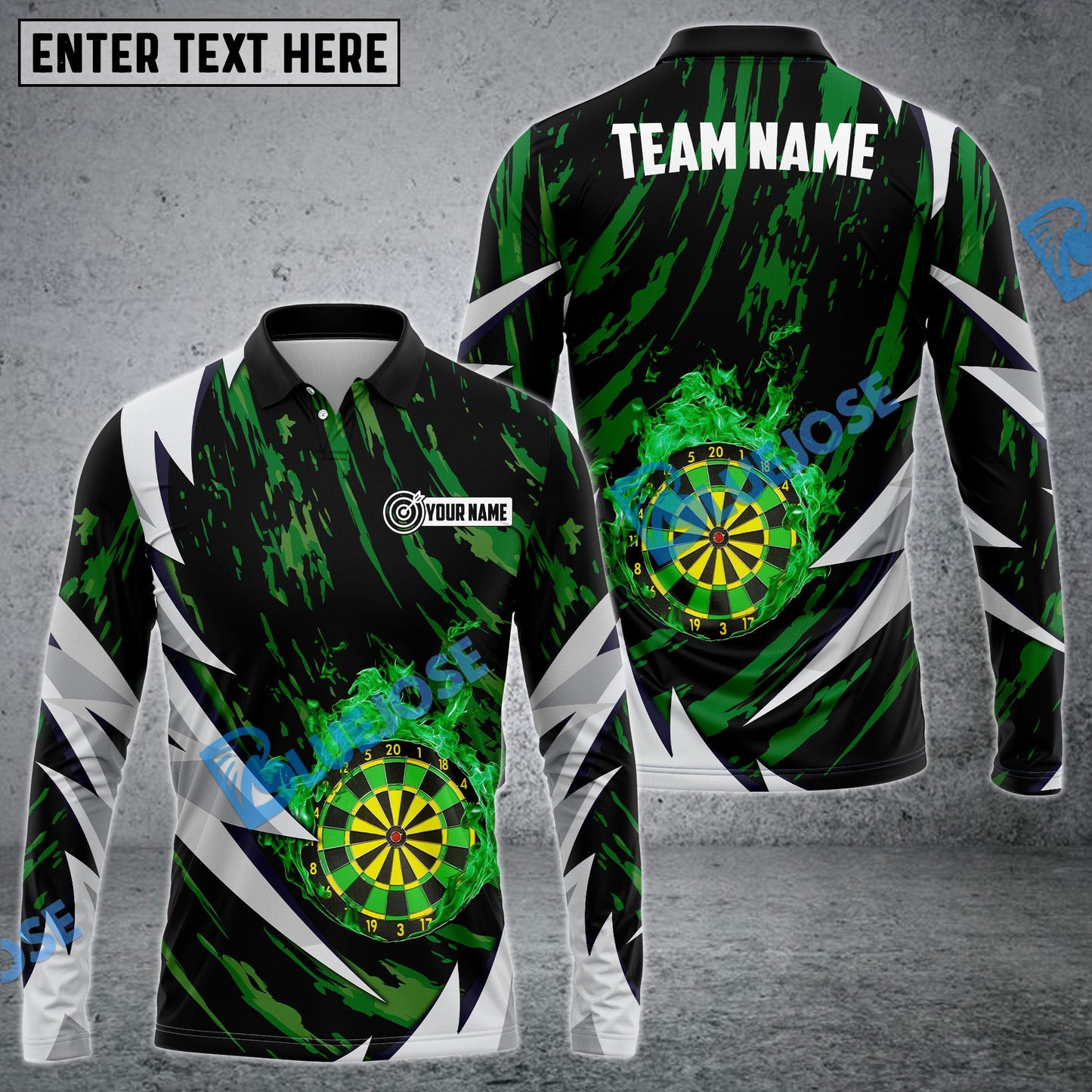 Frenzidea Dart Green Fire Personalized Name 3D Shirt
