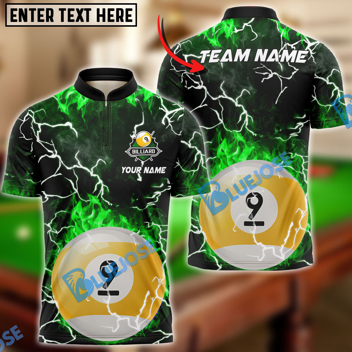 Frenzidea Billiards Ball 9 Fire Colorful Rays Of Light Premium Personalized Name, Team Name Unisex Shirt ( 6 Colors )