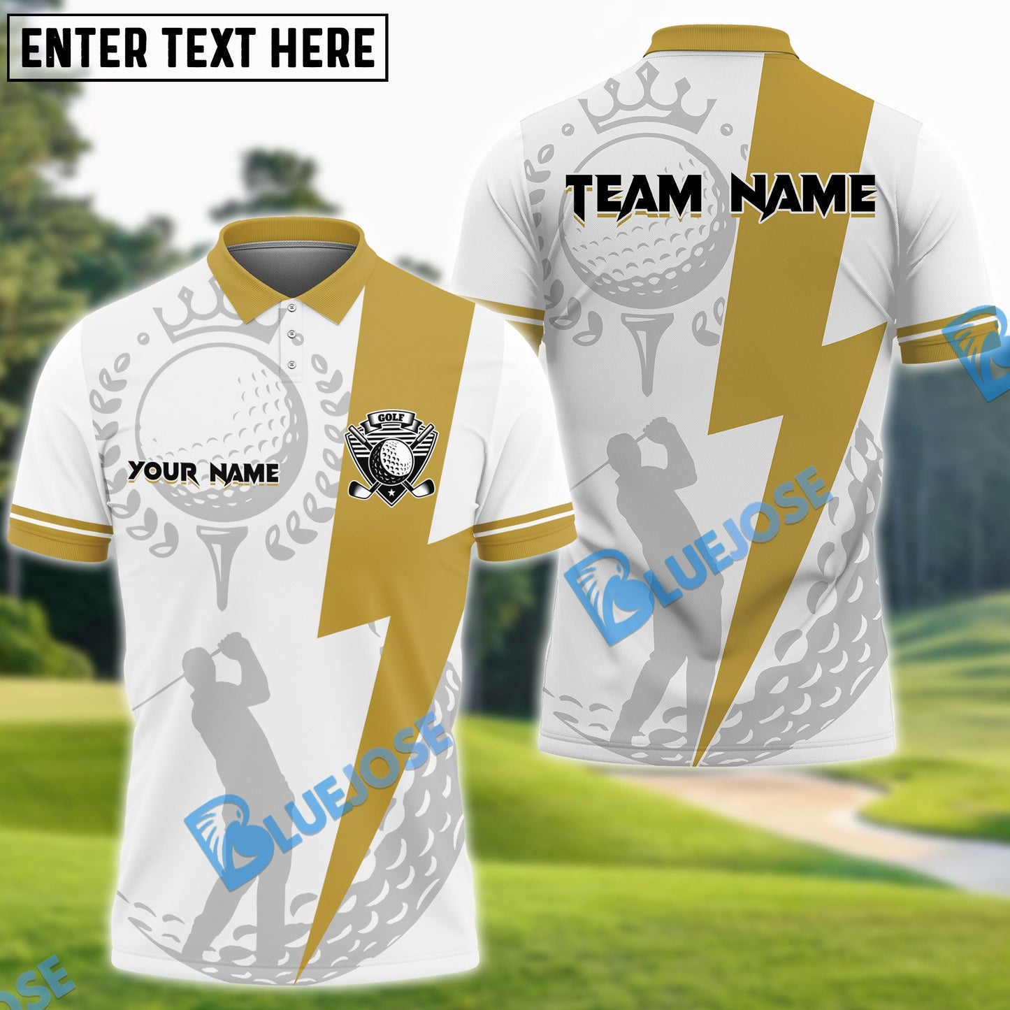 Frenzidea Flash Golf Customized Name, Team Name 3D Shirts (4 Colors)