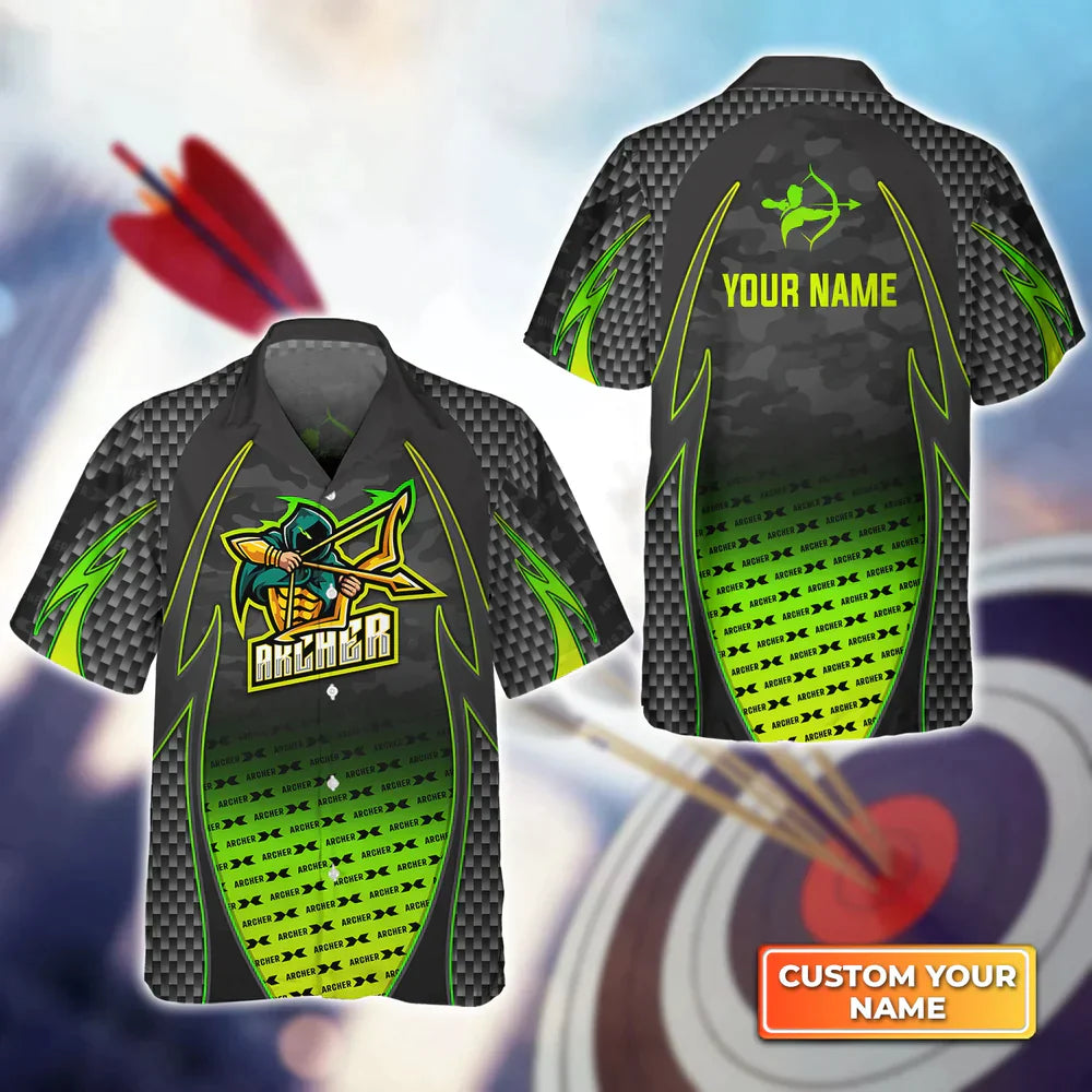 Frenzidea Archery Target Sign Colorful 3D Hawaiian Shirt