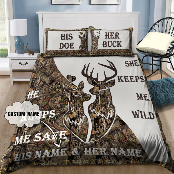 frenzidea Love Gift Couple Deer Custom Name Bedding Set