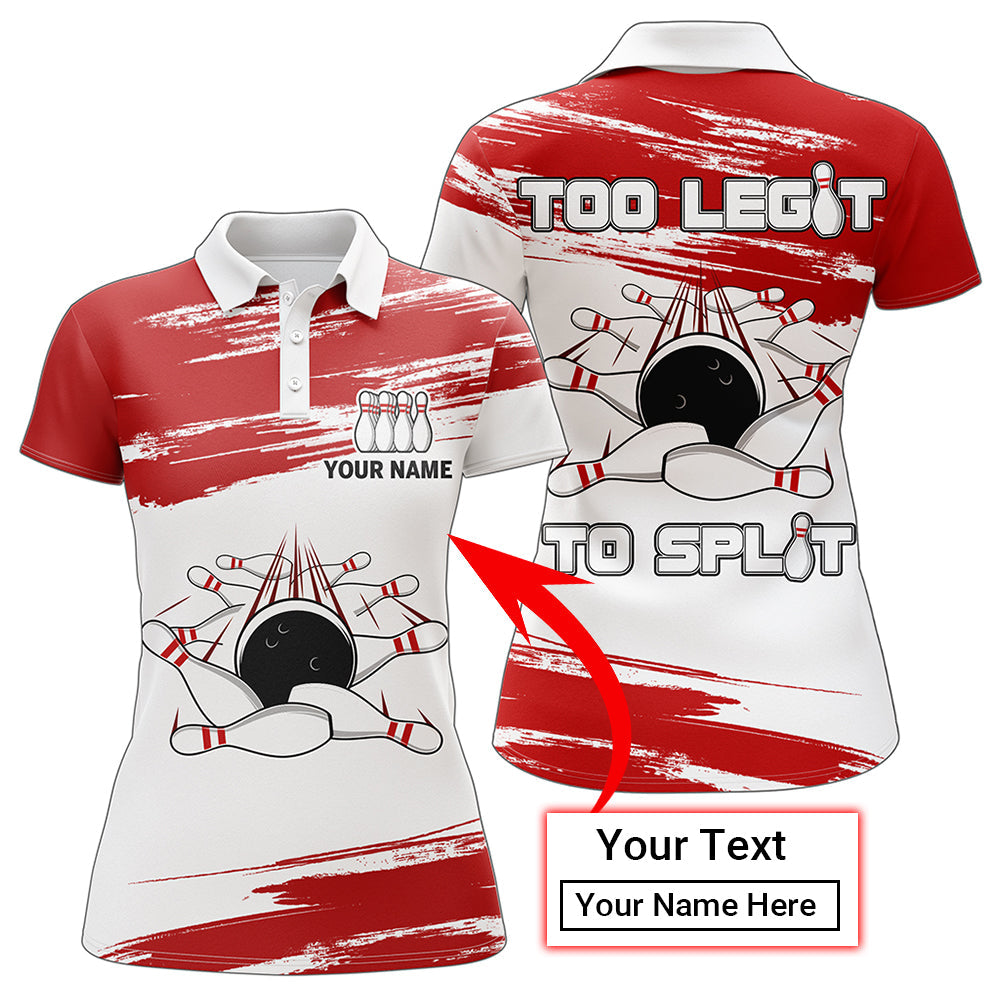 Frenzidea Red & White Bowling Too Legit Too Split Premium Customized Name 3D Shirt For Women