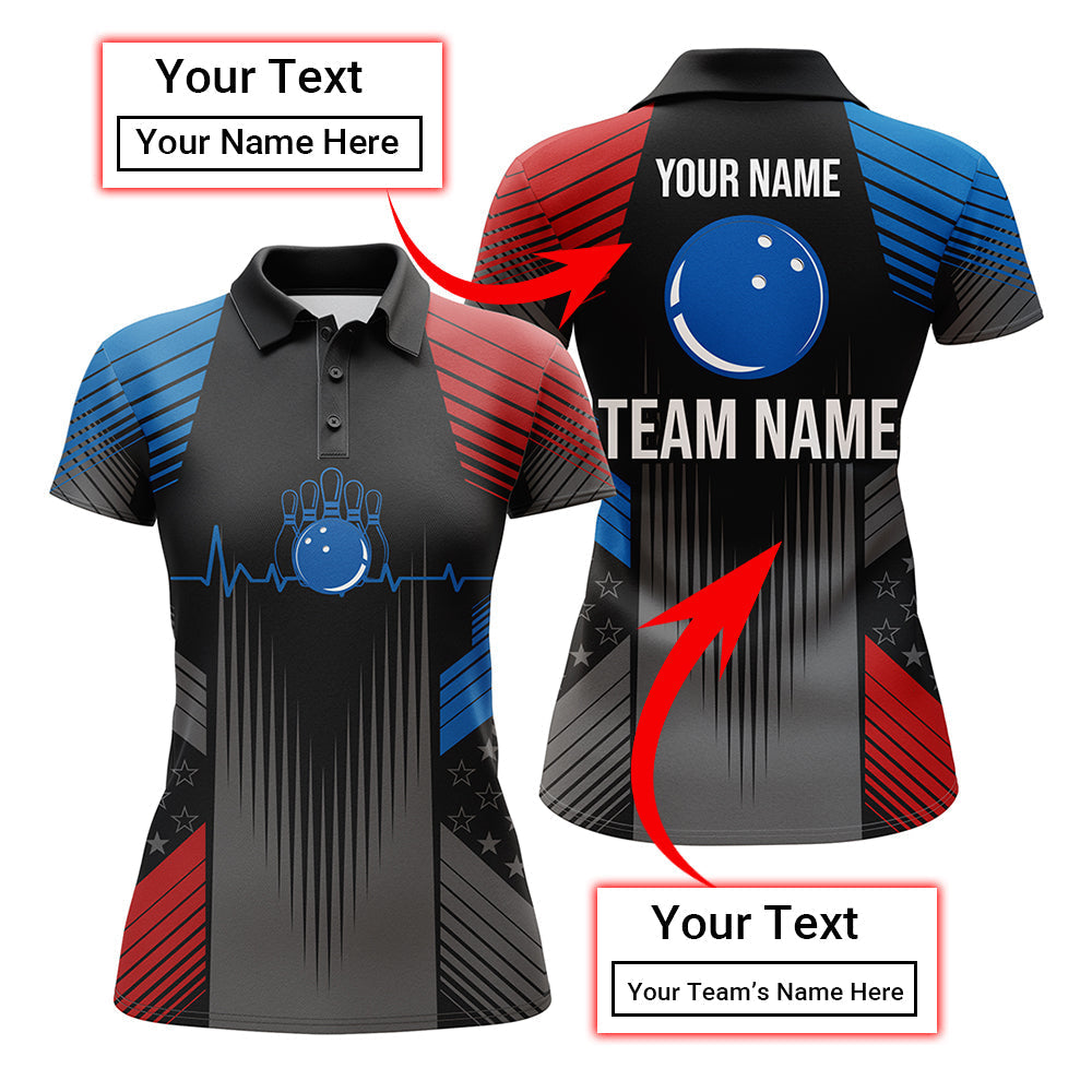 Frenzidea USA Bowling For Team Patriotic Premium Customized Name 3D Shirt For Women