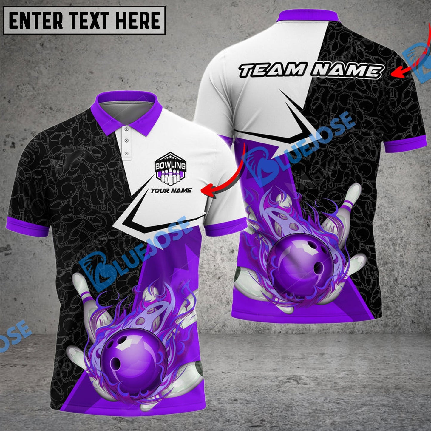 Frenzideas Bowling And Pins Fire Blur Multicolor Customized Name 3D Shirt ( 4 Colors )