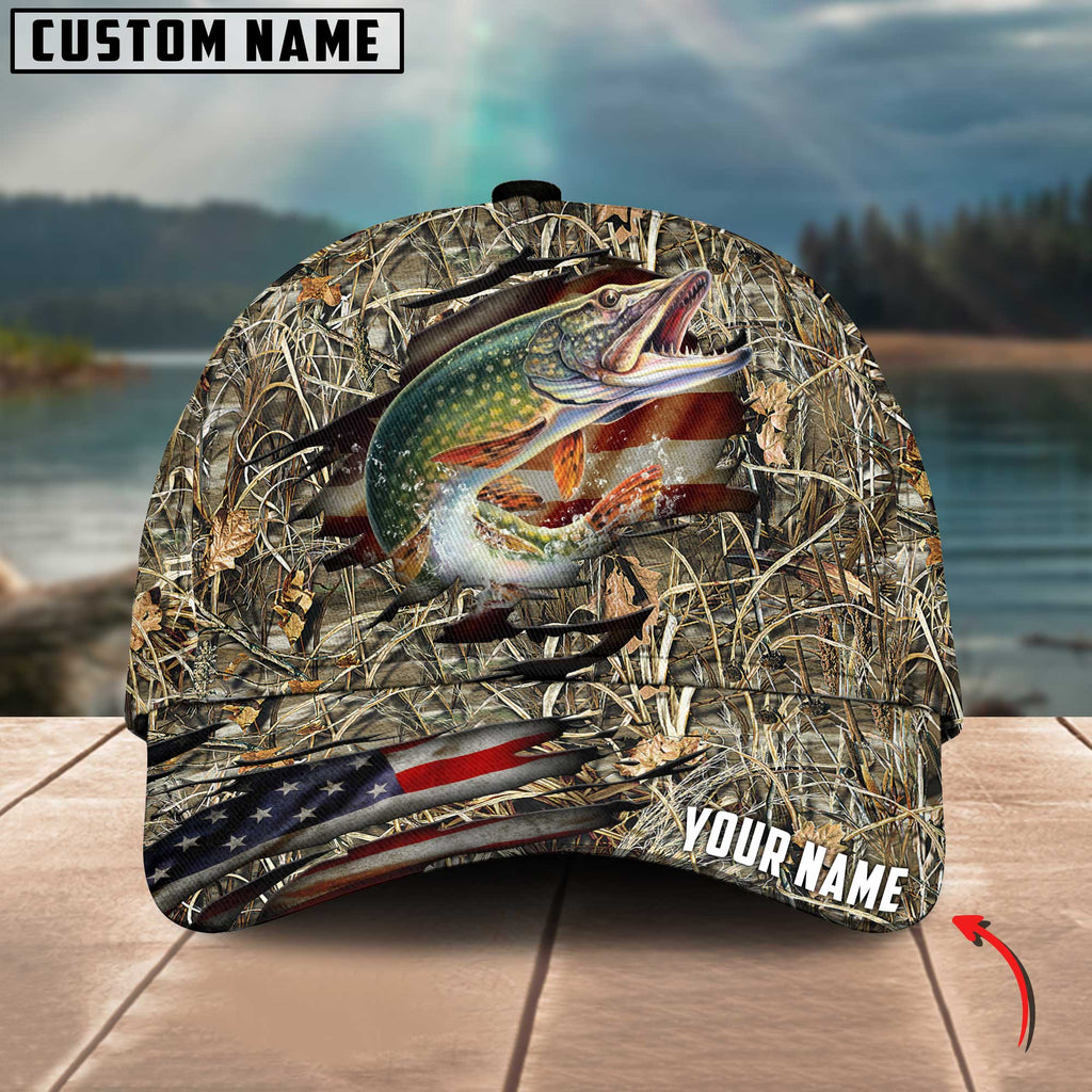 Frenzidea Personalized Pike Fishing Premium Crack Camo Classic 3D Cap